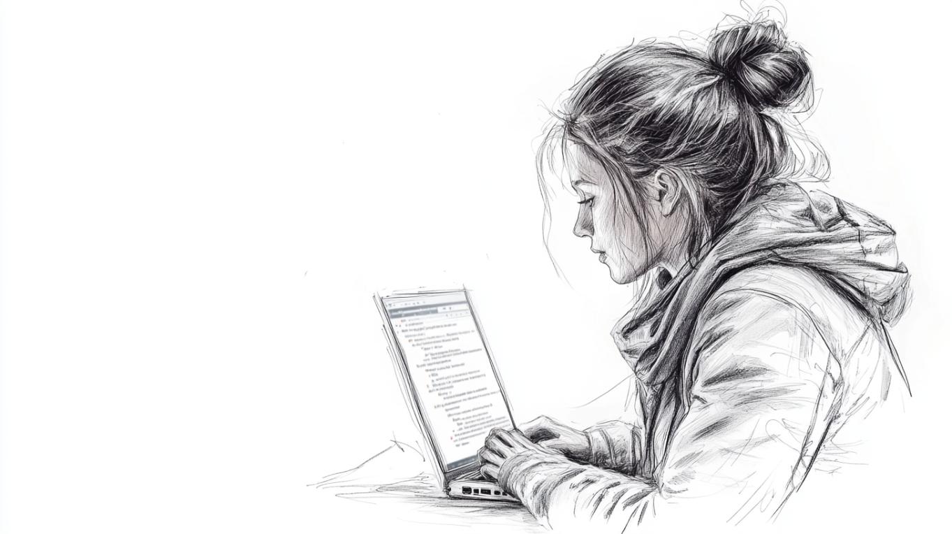 Person coding on a laptop